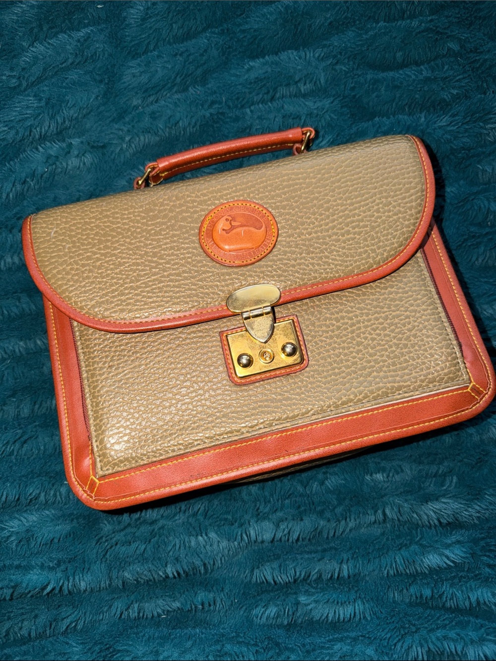 Dooney & Bourke Tan Satchel with Saddle Brown Trim